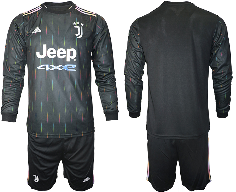 Men 2021-2022 Club Juventus away black Long Sleeve blank Soccer Jersey->customized soccer jersey->Custom Jersey